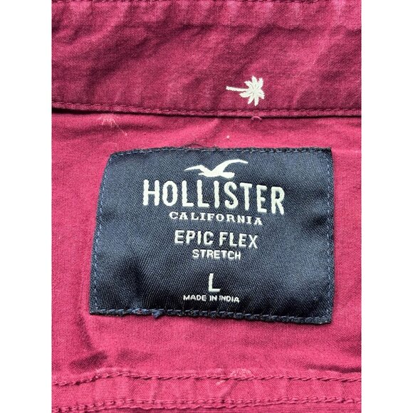 Hollister Mens Epic Flex Stretch Shirt L Palm Tree Print - Picture 3 of 13
